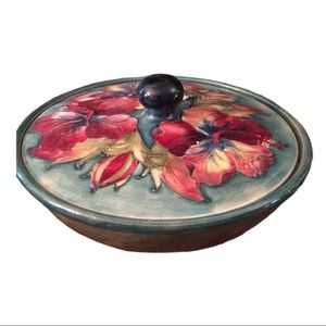 - Vintage MCM Moorcroft Lidded bowl Flowers ceramic UK